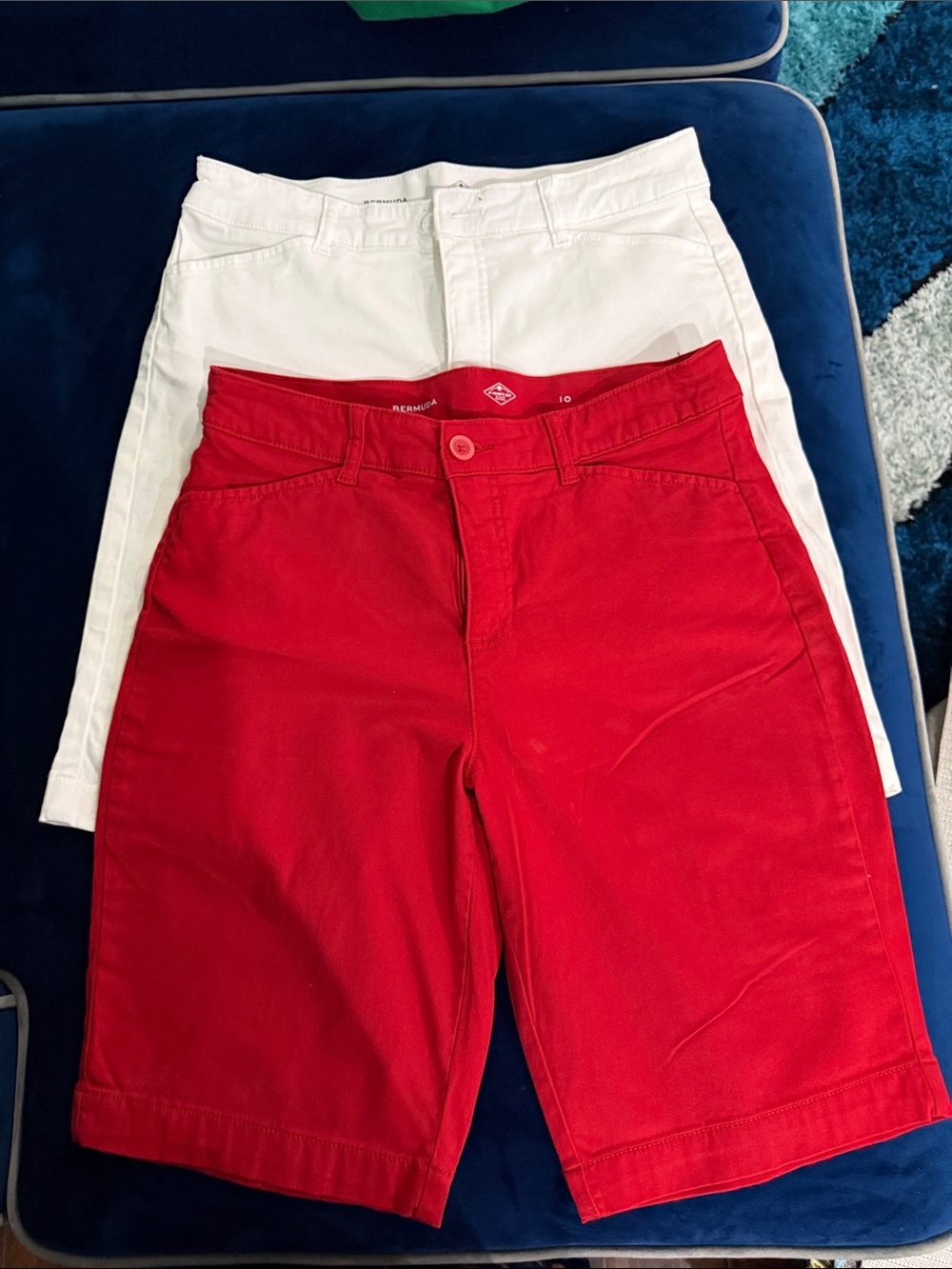 St. John's Bay Red Bermuda Shorts with White Layered Pair